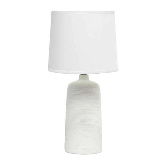 Picture of Simple Designs Textured Linear Ceramic Table Lamp, 15-3/4inH, White Shade/Off-White Base