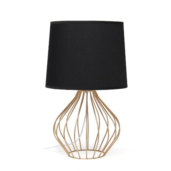 Picture of Simple Designs Geometrically-Wired Table Lamp, 19-3/4inH, Black Shade/Copper Base