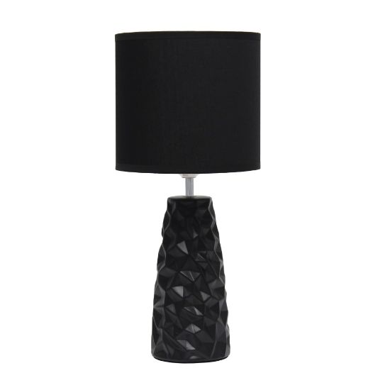 Picture of Simple Designs Sculpted Ceramic Table Lamp, 17-1/2inH, Black Shade/Black Base