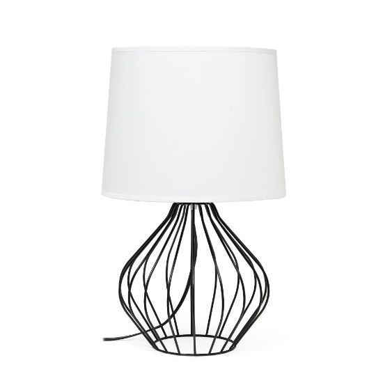 Picture of Simple Designs Geometrically-Wired Table Lamp, 19-3/4inH, Black Shade/White Base