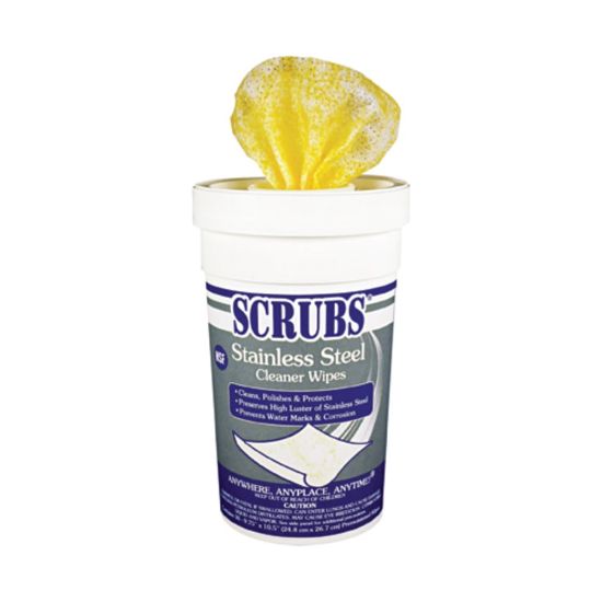 Picture of SCRUBS Stainless Steel Cleaner Towels, Citrus Scent, Canister Of 30