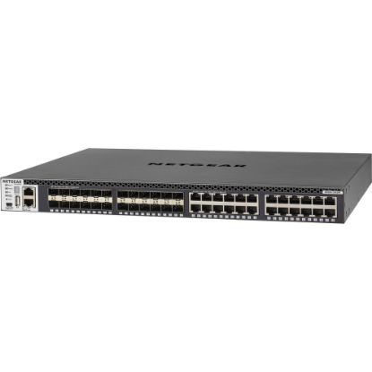 Picture of Netgear M4300 Stackable Managed Switch with 48x10G including 24x10GBASE-T and 24xSFP+ Layer 3 - 24 Ports - Manageable - 10 Gigabit Ethernet, Gigabit Ethernet - 10GBase-T, 10GBase-X - 3 Layer Supported - Modular - Twisted Pair, Optical Fiber - 1U High