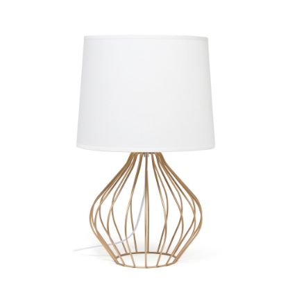 Picture of Simple Designs Geometrically-Wired Table Lamp, 19-3/4inH, White Shade/Copper Base