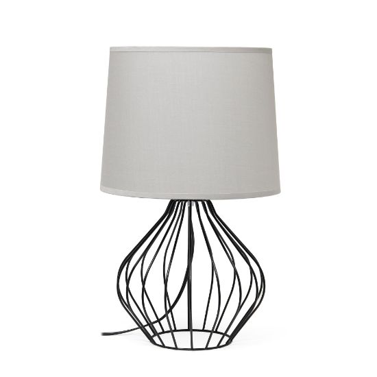 Picture of Simple Designs Geometrically-Wired Table Lamp, 19-3/4inH, Gray Shade/Black Base