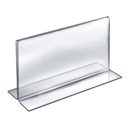 Picture of Azar Displays Acrylic Horizontal Double-Foot Sign Holders, 7inH x 11inW x 3inD, Clear, Pack Of 10 Holders