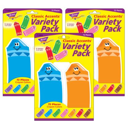 Picture of TREND Classic Accents, Crayon Colors, 72 Accents Per Pack, Set Of 3 Packs