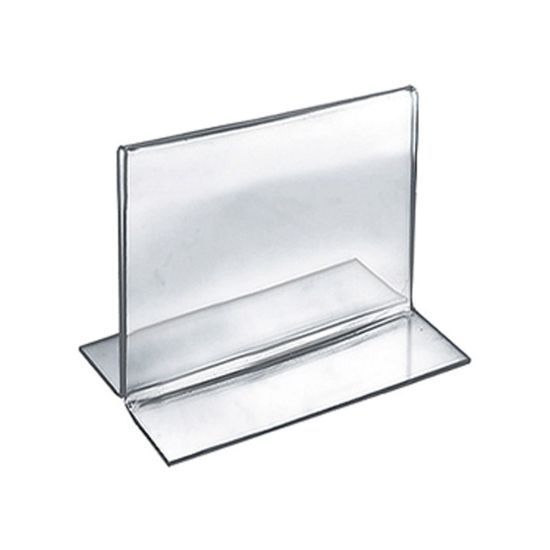 Picture of Azar Displays Double-Foot 2-Sided Acrylic Sign Holders, 4inH x 5inW x 3inD, Clear, Pack Of 10 Holders