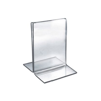 Picture of Azar Displays Double-Foot 2-Sided Acrylic Sign Holders, 5inH x 3-1/2inW x 3inD, Clear, Pack Of 10 Holders