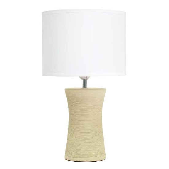 Picture of Simple Designs Ceramic Hourglass Table Lamp, 16-1/2inH, White Shade/Beige Base