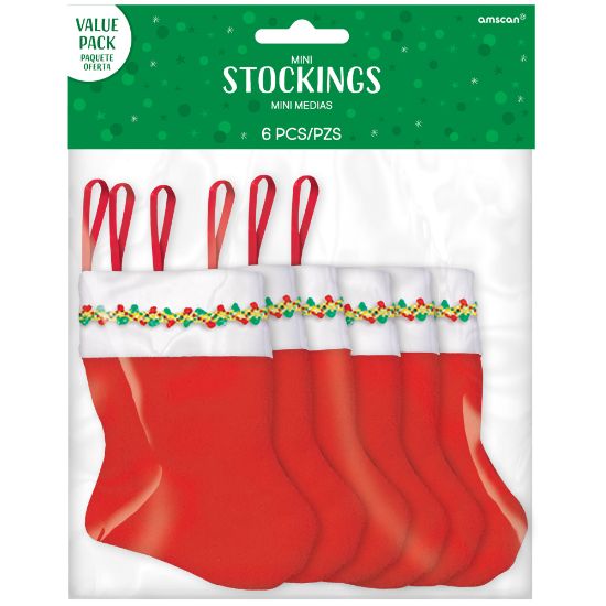 Picture of Amscan Christmas Mini Stockings, 5in, Red, Pack Of 30 Stockings