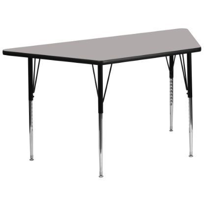 Picture of Flash Furniture 60inW Trapezoid HP Laminate Activity Table With Standard Height-Adjustable Legs, Gray