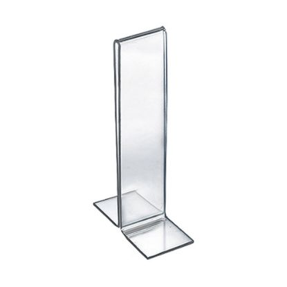 Picture of Azar Displays Double-Foot 2-Sided Acrylic Sign Holders, 8inH x 2inW x 3inD, Clear, Pack Of 10 Holders