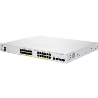 Picture of Cisco 250 CBS250-24P-4G Ethernet Switch - 24 Ports - Manageable - 2 Layer Supported - Modular - 4 SFP Slots - 239.70 W Power Consumption - 195 W PoE Budget - Optical Fiber, Twisted Pair - PoE Ports - Rack-mountable - Lifetime Limited Warranty