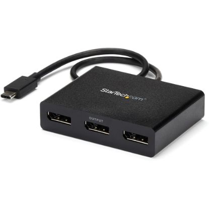 Picture of StarTech.com 3-Port USB-C Multi-Monitor Adapter, Type-C to 3x DisplayPort 1.2 MST Hub, Triple 1080p DP Display Extender/Splitter, Windows