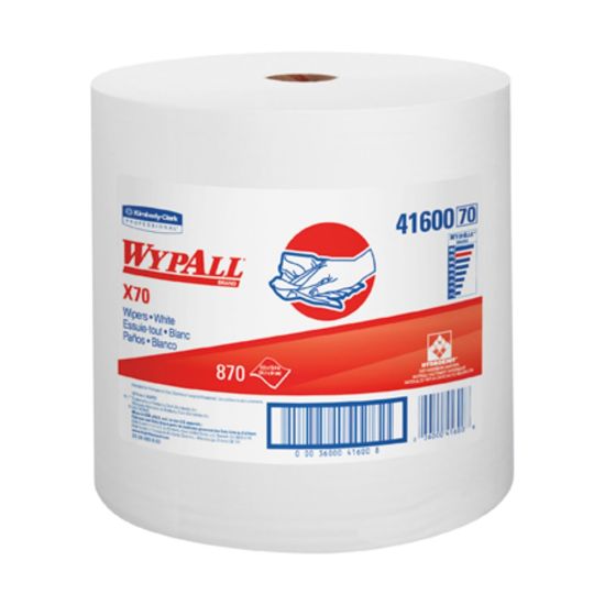 Picture of Wypall PowerClean X70 Medium Duty Cloths Jumbo Roll - 12.50in x 12.20in - 870 Sheets/Roll - White - Hydroknit - 870 - 1 / Carton