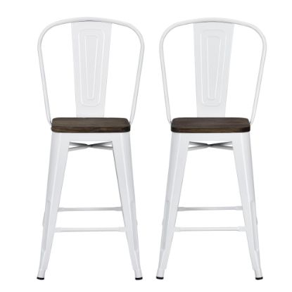 Picture of DHP Luxor Metal Counter Stool, White, Set Of 2