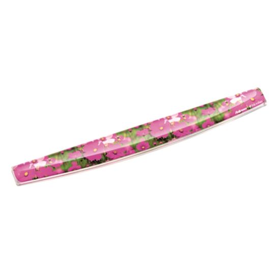 Picture of Fellowes Photo Gel Keyboard Wrist Rest with Microban Protection, Pink Flowers