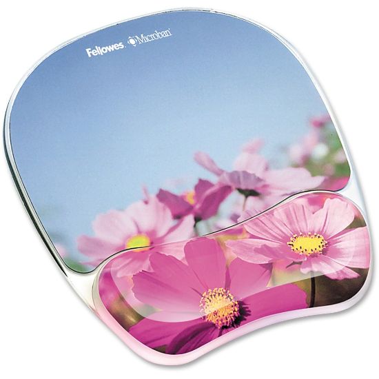 Picture of Fellowes Gel Mouse Pad With Wrist Rest, Pink Flowers