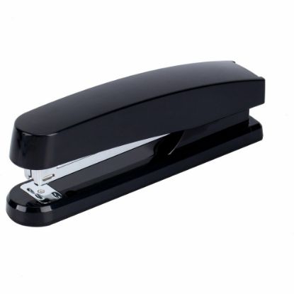 Picture of Business Source Full-strip Plastic Desktop Stapler - 20 of 20lb Paper Sheets Capacity - 210 Staple Capacity - Full Strip - 1/4in Staple Size - 1 Each - Black - Plastic, Metal