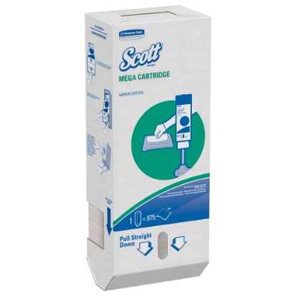 Picture of Scott Mega Cartridge 1-Ply Napkins, 6-1/2in x 8-7/16in, White, 180 Per Pack, Case Of 6 Packs