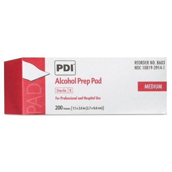 Picture of Sani Professional PDI Alcohol Prep Pads, 2-1/2in x 4in, White, Box Of 200 Pads