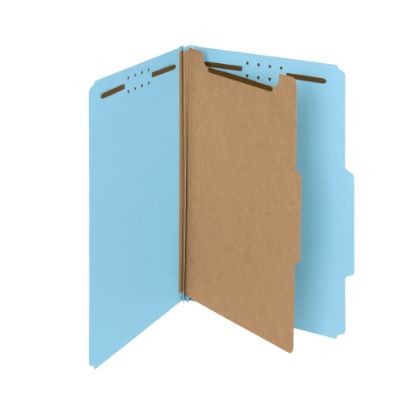 Picture of Smead Pressboard Classification Folders, 1 Divider, Legal Size, 100% Recycled, Blue, Box Of 10