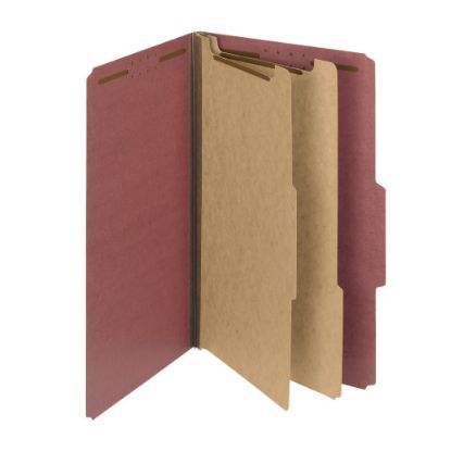 Picture of Smead Pressboard Classification Folders, 2 Dividers, Legal Size, 100% Recycled, Red, Box Of 10