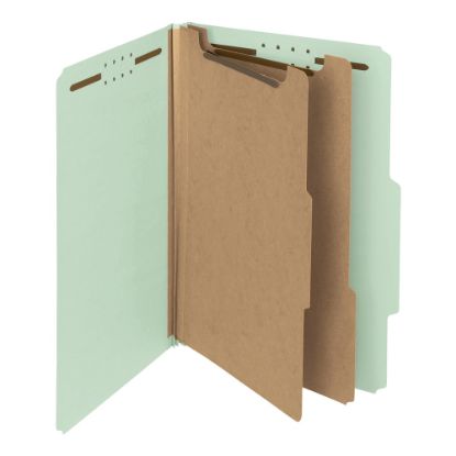 Picture of Smead Pressboard Classification Folders, 2 Dividers, Legal Size, 100% Recycled, Gray/Green, Box Of 10