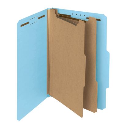 Picture of Smead Pressboard Classification Folders, 2 Dividers, Legal Size, 100% Recycled, Blue, Box Of 10