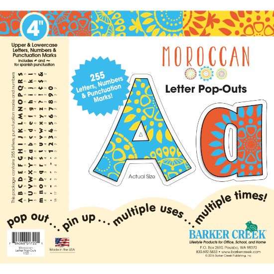 Picture of Barker Creek Letter Pop-Outs, 4in, Moroccan, Set Of 255