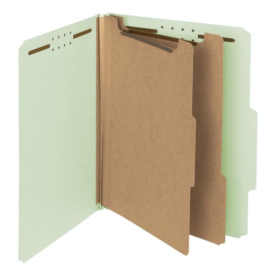 Picture of Smead Pressboard Classification Folders, 3 Dividers, Letter Size, 100% Recycled, Gray/Green, Box Of 10