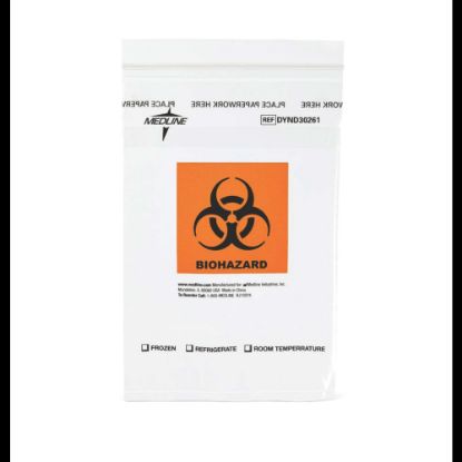 Picture of Medline Zip-Style Biohazard Specimen Bags, 6in x 9in, Pack Of 1,000 Bags