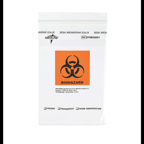 Picture of Medline Zip-Style Biohazard Specimen Bags, 6in x 9in, Pack Of 1,000 Bags