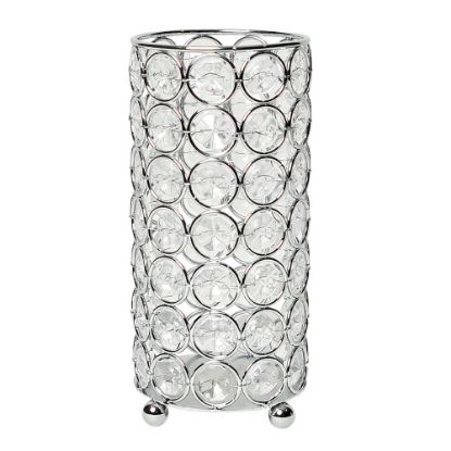 Picture of Elegant Designs Ellipse Crystal Decorative Vase, 6-3/4inH x 3-1/4inW x 3-1/4inD, Chrome