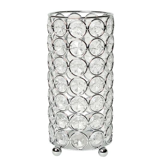 Picture of Elegant Designs Ellipse Crystal Decorative Vase, 6-3/4inH x 3-1/4inW x 3-1/4inD, Chrome