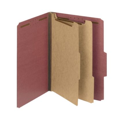 Picture of Smead Pressboard Classification Folders, 2 Dividers, Letter Size, 100% Recycled, Red, Box Of 10