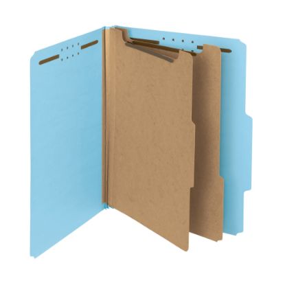 Picture of Smead Pressboard Classification Folders, 2 Dividers, Letter Size, 100% Recycled, Blue, Box Of 10