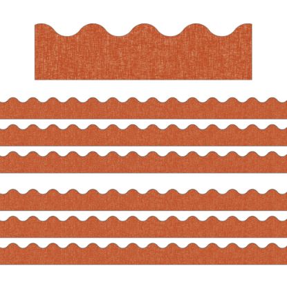 Picture of Carson Dellosa Education Scalloped Border, Lets Explore Terracotta Linen, 39ft Per Pack, Set Of 6 Packs