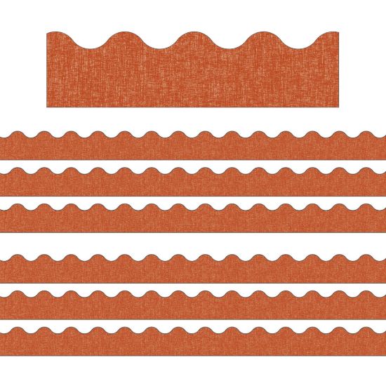 Picture of Carson Dellosa Education Scalloped Border, Lets Explore Terracotta Linen, 39ft Per Pack, Set Of 6 Packs