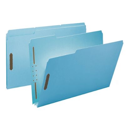 Picture of Smead Pressboard Fastener Folders, 2in Expansion, 8 1/2in x 14in, Legal, 100% Recycled, Blue, Box of 25