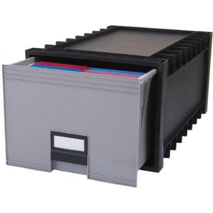 Picture of Storex Archive Files Storage Box 50% Recycled, Black/Gray