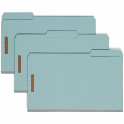 Picture of Smead Pressboard Fastener Folders, 1in Expansion, 8 1/2in x 14in, Legal, 100% Recycled, Blue, Box of 25