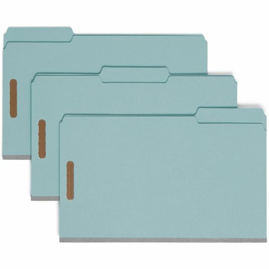 Picture of Smead Pressboard Fastener Folders, 1in Expansion, 8 1/2in x 14in, Legal, 100% Recycled, Blue, Box of 25