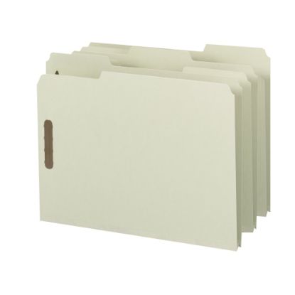 Picture of Smead Pressboard Fastener Folders, 1in Expansion, 8 1/2in x 11in, Letter, 100% Recycled, Gray/Green, Box of 25