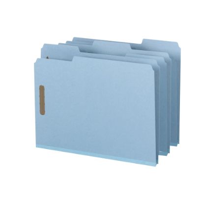 Picture of Smead Pressboard Fastener Folders, 1in Expansion, 8 1/2in x 11in, Letter, 100% Recycled, Blue, Box of 25