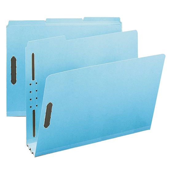 Picture of Smead Pressboard Fastener Folders, 3in Expansion, 8 1/2in x 11in, Letter, 100% Recycled, Blue, Box of 25