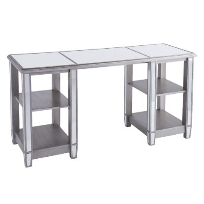 Picture of SEI Furniture Wedlyn Mirrored 4-Shelf 50inW Writing Desk, Matte Silver