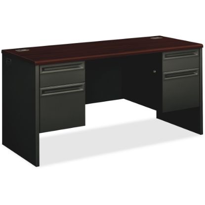 Picture of HON 38000 Kneespace 60inW Computer Desk Credenza, Mahogany/Charcoal