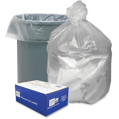 Picture of Webster 0.01 mil Trash Bags, 56 gal, 43inH x 43inW, Natural, 200 Bags