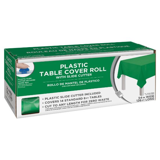 Picture of Amscan Boxed Plastic Table Roll, Festive Green, 54in x 126'